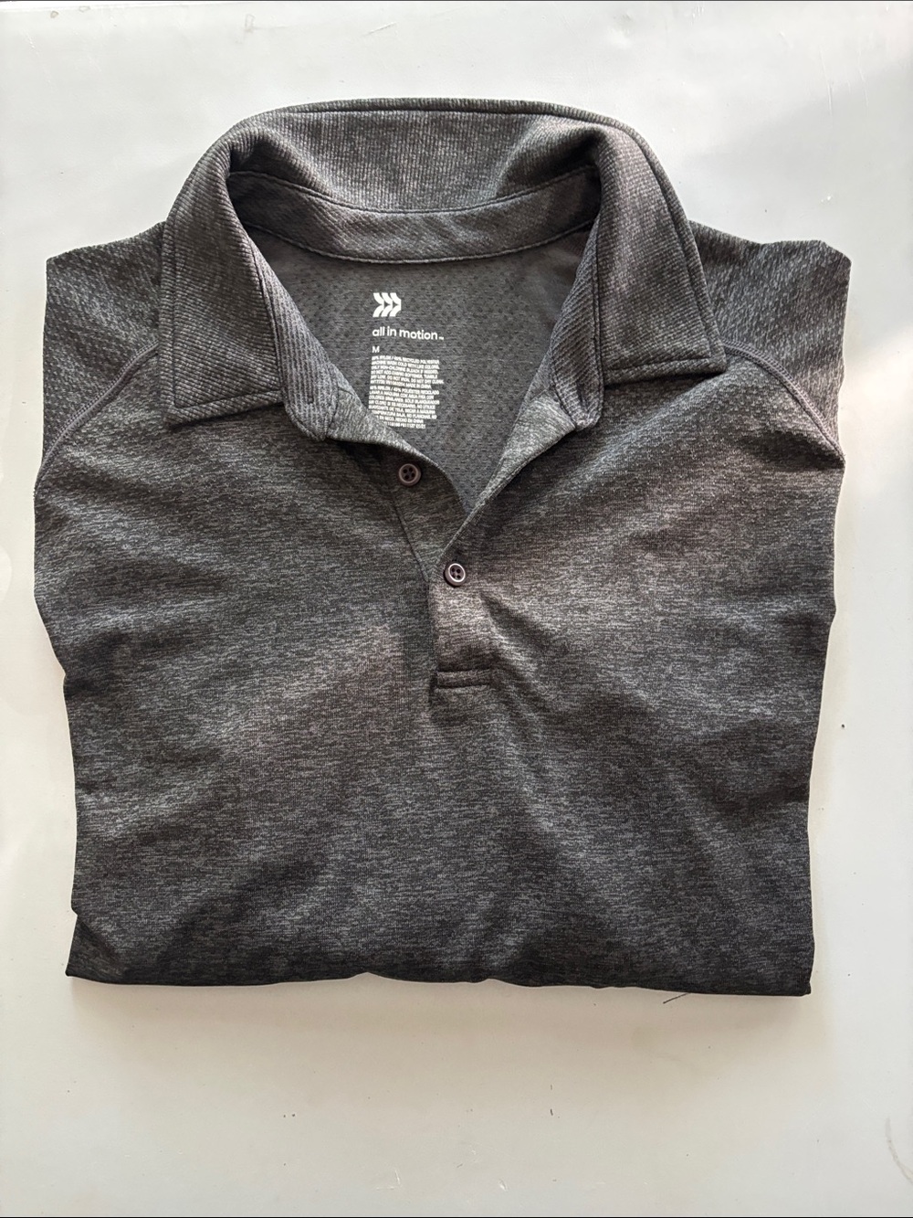 all in motion Men’s Charcoal Heather Polo - Short Sleeve size medium